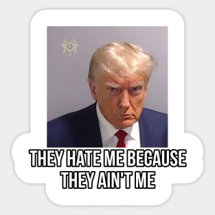 Trump Mug Shot They Hate Me Because They Ain’t Me Sticker